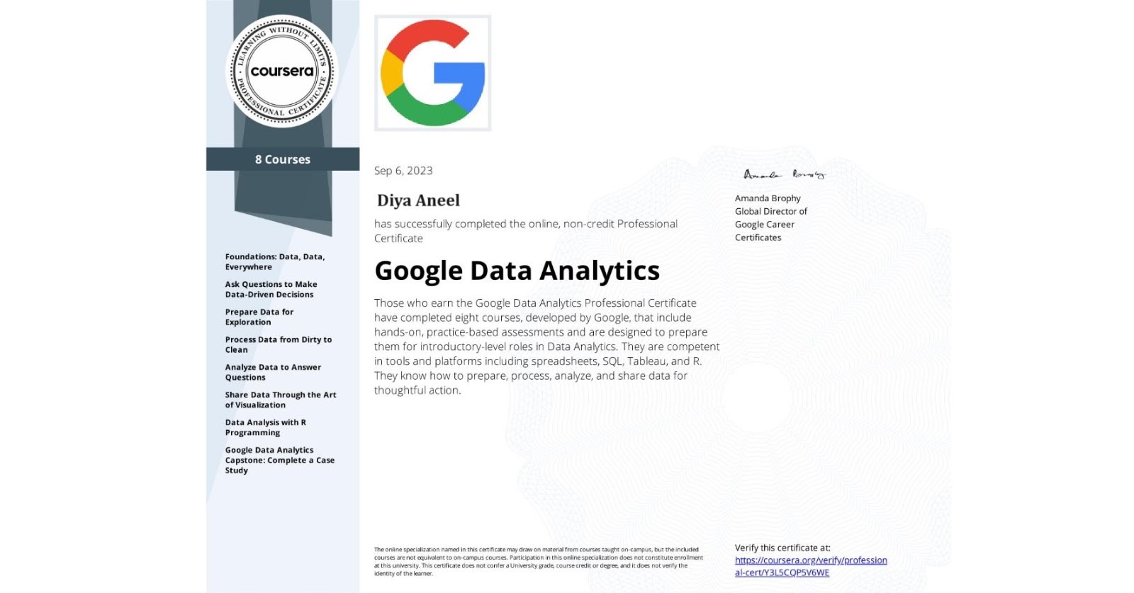 Google Data Analytics Certificate